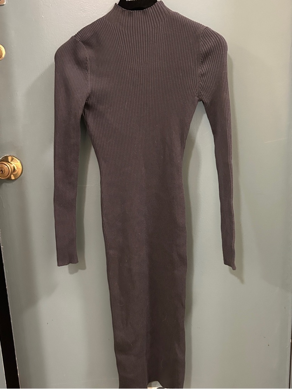 H&M Women’s Ribbed Long Sleeve Maxi Dress Dark Gray BRAND NEW TAG Size XS $35